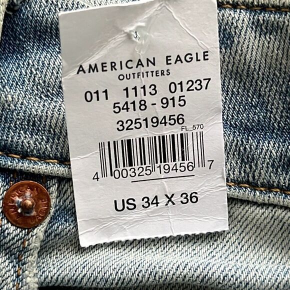 NWT American Eagle Airflex + Stacked Skinny Destroyed Light Wash Jeans 34/39.5 - Picture 10 of 10